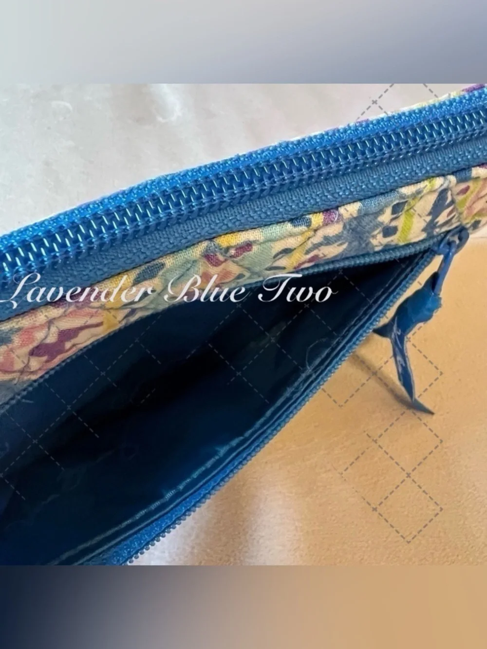 VERA BRADLEY Capri Blue Zip Around Wallet Long Purple White Paisley Travel